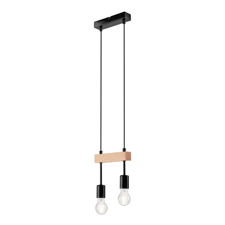 Lámpara colgante ORAZIO 2xE27/60W/230V haya