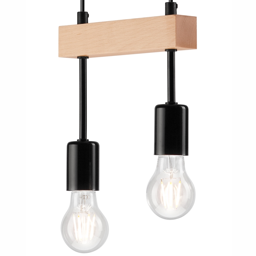 Lámpara colgante ORAZIO 2xE27/60W/230V haya