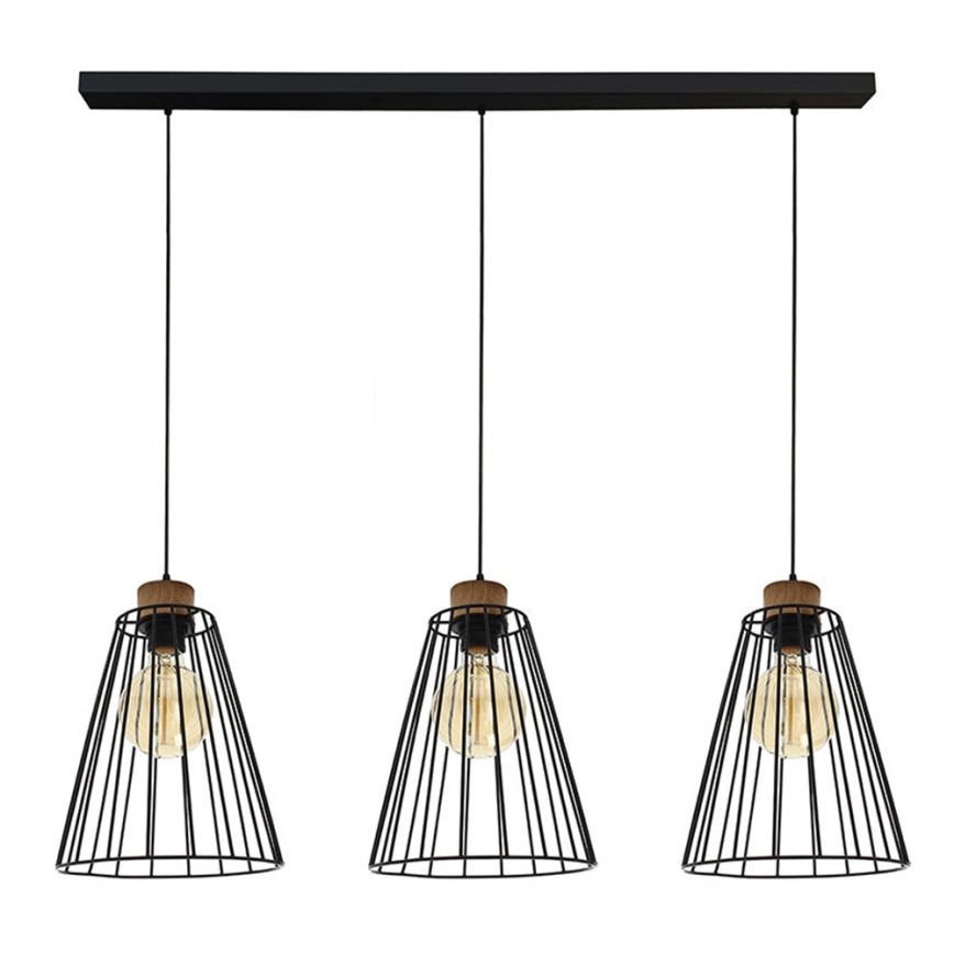 Lámpara colgante ORAZIO 3xE27/60W/230V pino