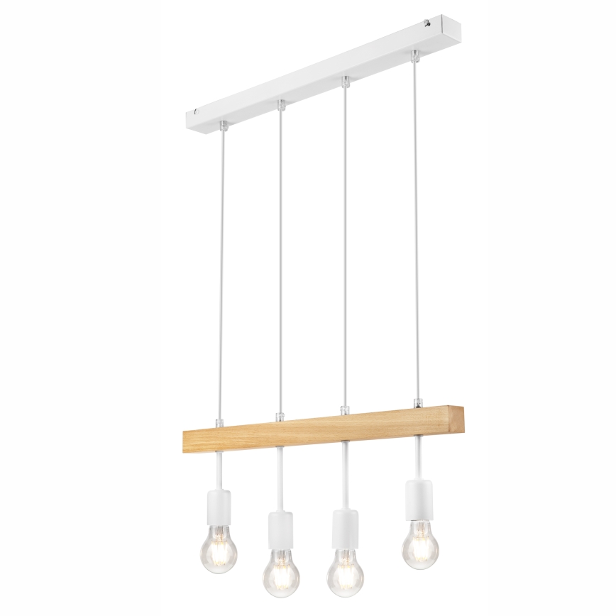 Lámpara colgante ORAZIO 4xE27/60W/230V haya