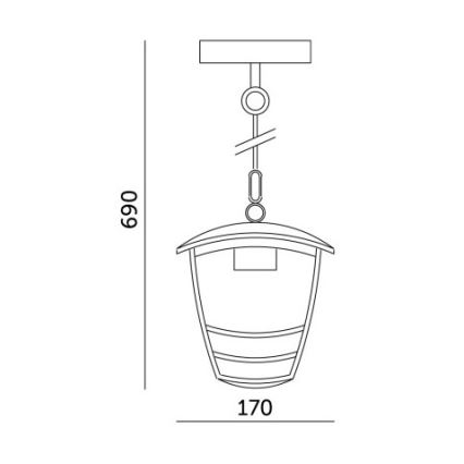 Lámpara colgante para exterior TEVIO 1xE27/60W/230V IP54 negro