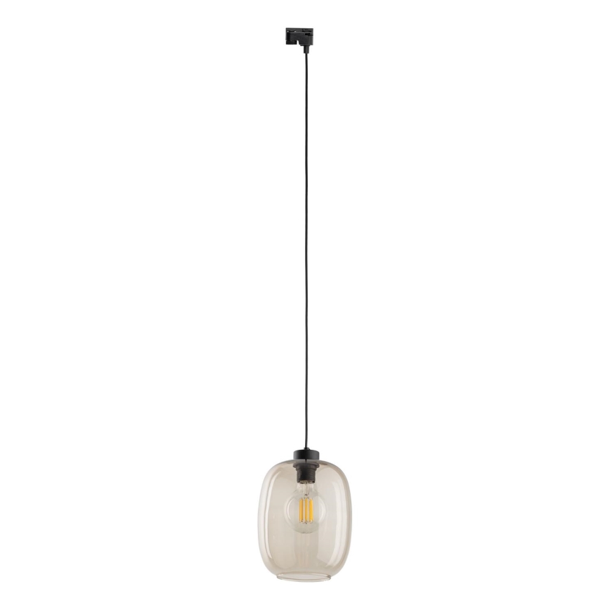 Lámpara colgante para sistema de raíles monofásico ELIO 1xE27/15W/230V negro/beige ahumado
