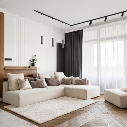 Lámpara colgante para sistema de rieles PARÍS 3xGU10/10W/230V + 1 m riel sistema negro