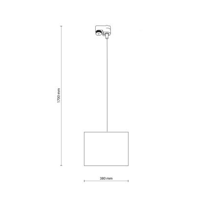 Lámpara colgante para sistema de raíles monofásico TRACER 1xE27/15W/230V diá. 38 cm negro/gris