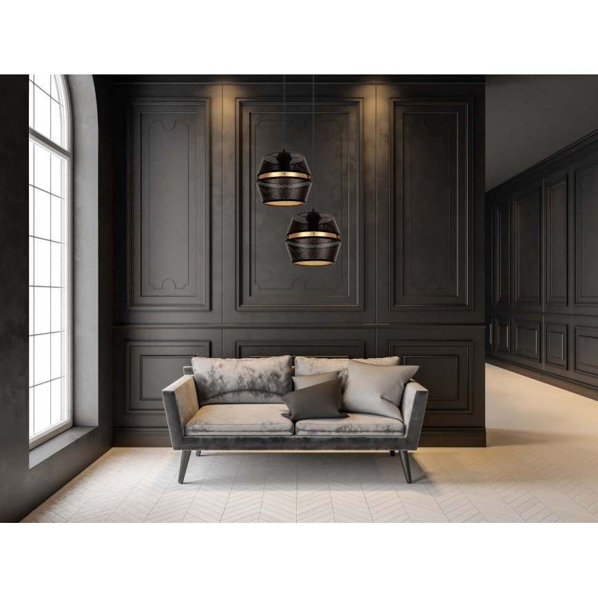 Lámpara colgante PARIS 2xE27/60W/230V negro/dorado