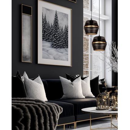 Lámpara colgante PARIS 2xE27/60W/230V negro/dorado