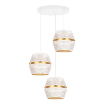 Lámpara colgante PARIS 3xE27/60W/230V diá. 45 cm blanco/dorado