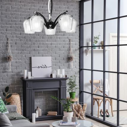 Lámpara colgante PAULA 5xE27/60W/230V negro