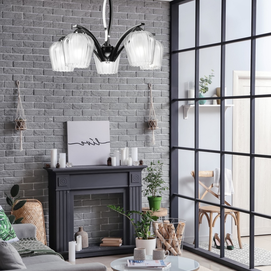 Lámpara colgante PAULA 5xE27/60W/230V negro