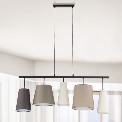 Lámpara colgante PEDRO 5xE27/60W/230V beige