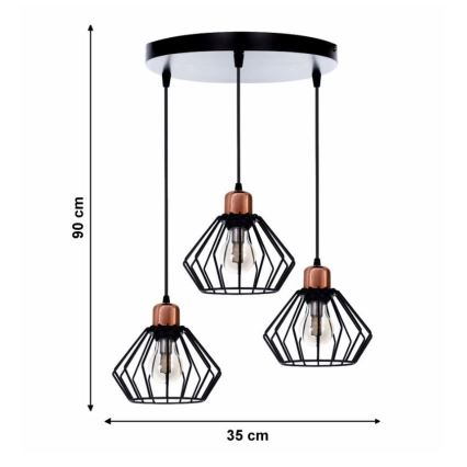 Lámpara colgante PORTO 3xE27/40W/230V