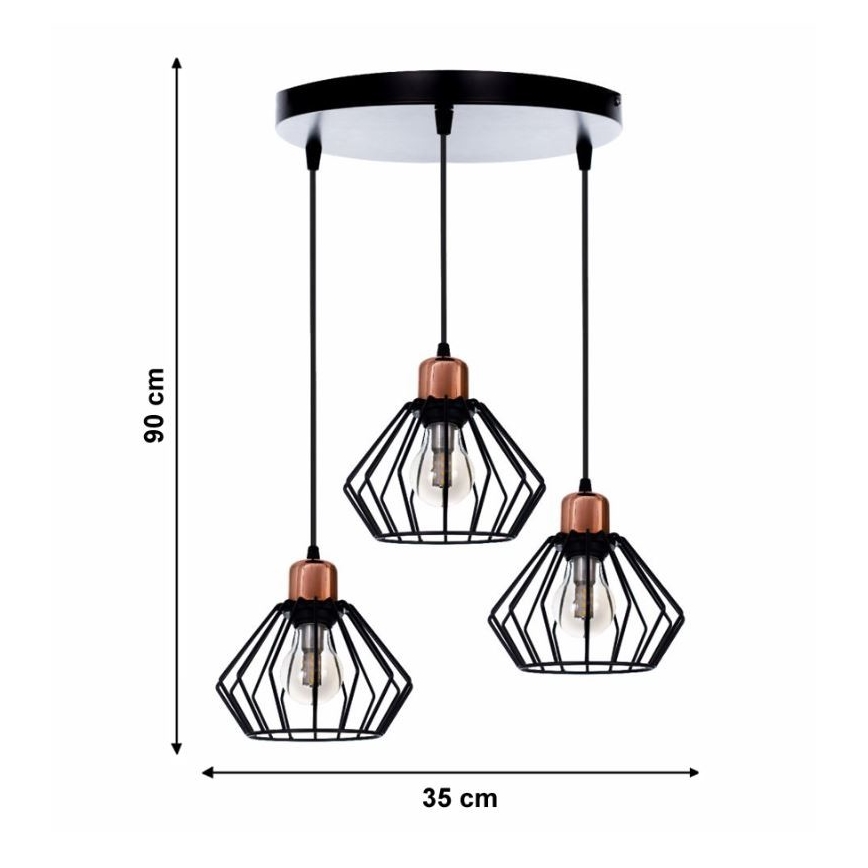 Lámpara colgante PORTO 3xE27/40W/230V