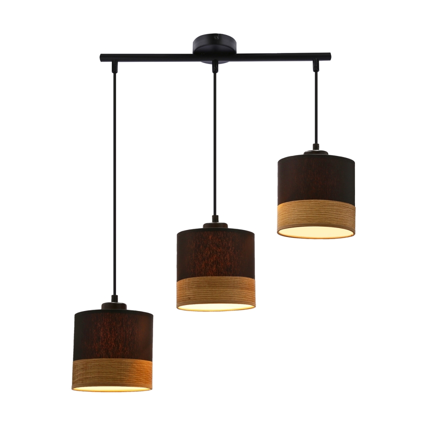 Lámpara colgante PORTO 3xE27/60W/230V negro/marrón