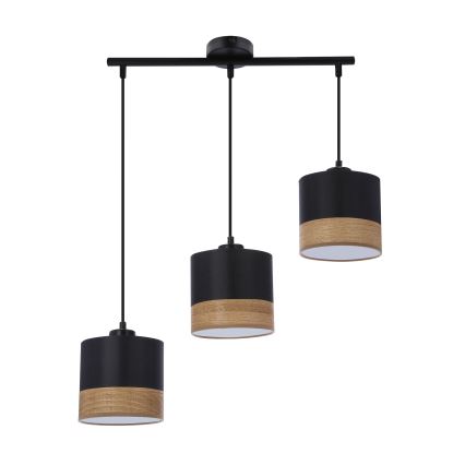 Lámpara colgante PORTO 3xE27/60W/230V negro/marrón