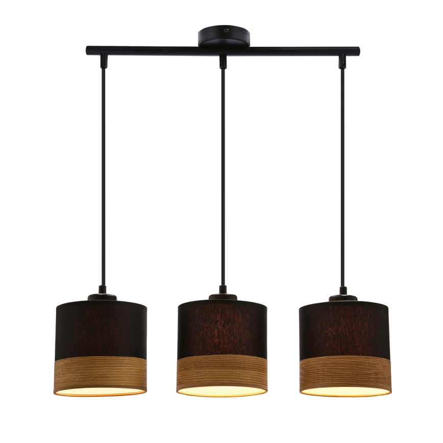 Lámpara colgante PORTO 3xE27/60W/230V negro/marrón