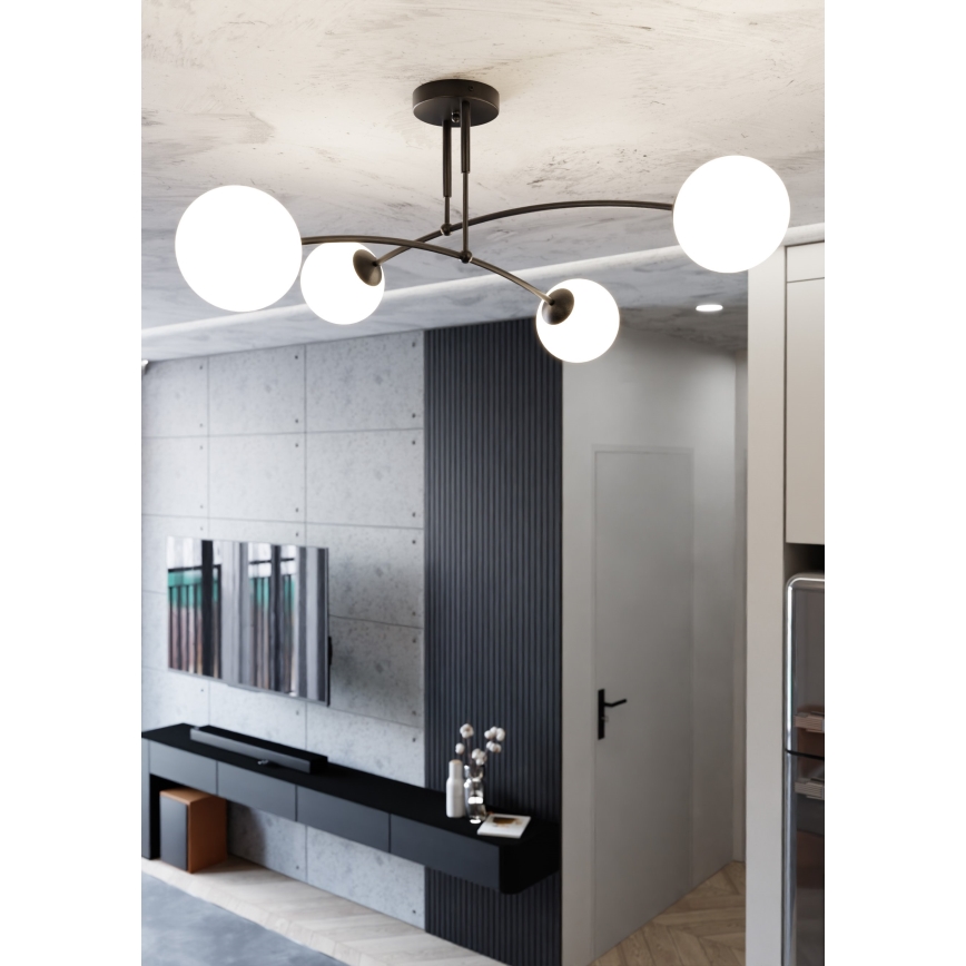 Lámpara colgante PREGOS 4xE14/10W/230V negro