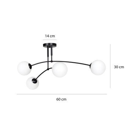 Lámpara colgante PREGOS 4xE14/10W/230V negro