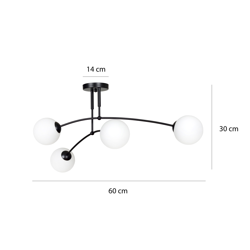Lámpara colgante PREGOS 4xE14/10W/230V negro