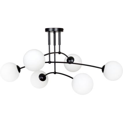 Lámpara colgante PREGOS 6xE14/10W/230V negro/blanco