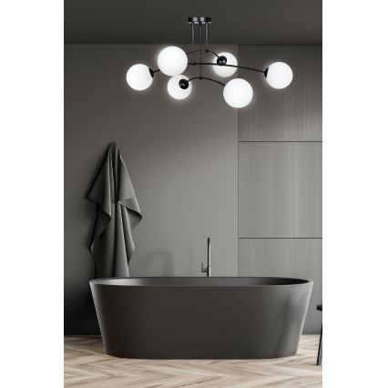 Lámpara colgante PREGOS 6xE14/10W/230V negro/blanco