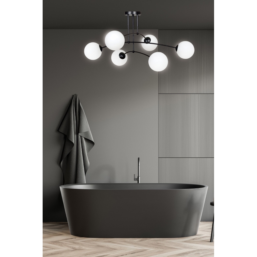 Lámpara colgante PREGOS 6xE14/10W/230V negro/blanco