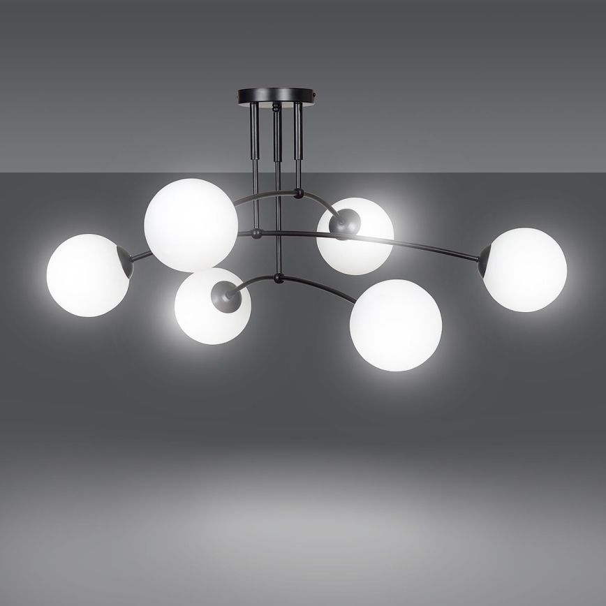 Lámpara colgante PREGOS 6xE14/10W/230V negro/blanco