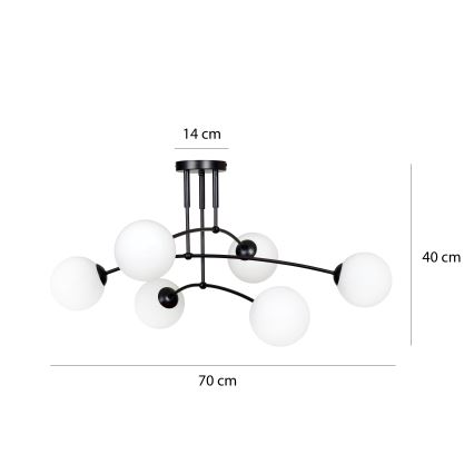 Lámpara colgante PREGOS 6xE14/10W/230V negro/blanco