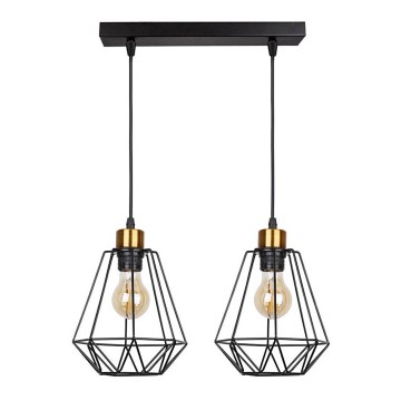 Lámpara colgante PRIMO 2xE27/60W/230V negro/dorado