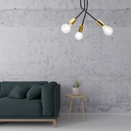 Lámpara colgante PRIYA 3xE27/15W/230V negro
