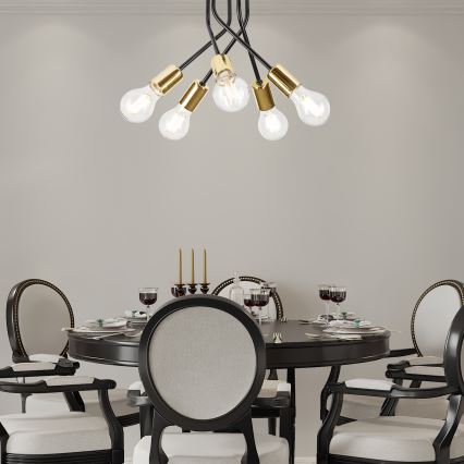 Lámpara colgante PRIYA 5xE27/15W/230V negro