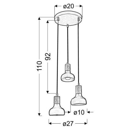 Lámpara colgante PUERTO 3xE14/40W/230V