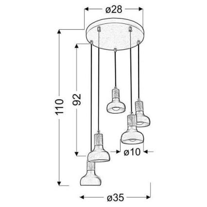 Lámpara colgante PUERTO 5xE14/40W/230V