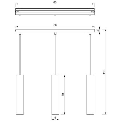 Lámpara colgante RAITO 3xGU10/8W/230V negro