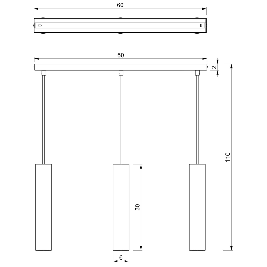 Lámpara colgante RAITO 3xGU10/8W/230V negro