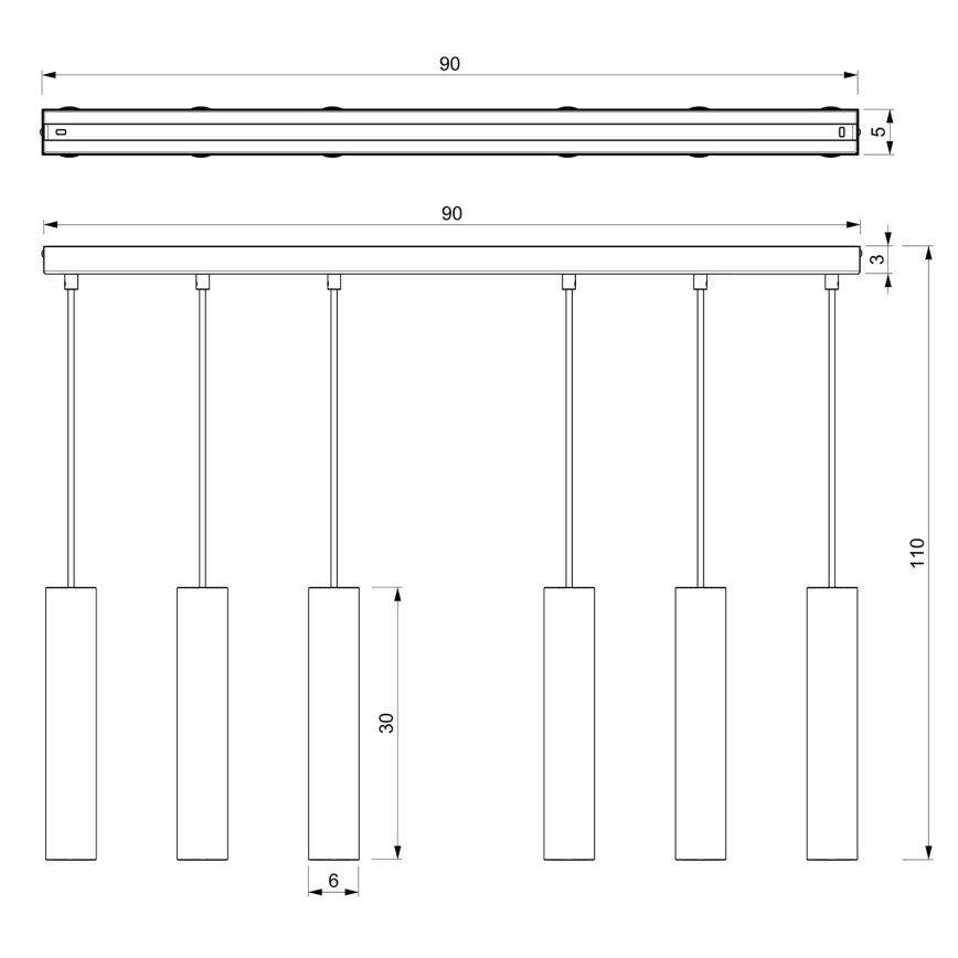 Lámpara colgante RAITO 6xGU10/8W/230V latón