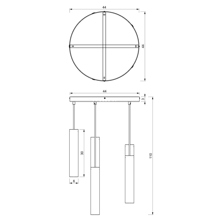 Lámpara colgante RAITO 6xGU10/8W/230V latón