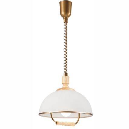 Lámpara colgante ajustable RAMONA 1xE27/60W/230V beige/marrón claro/pino