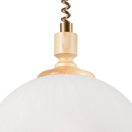 Lámpara colgante ajustable RAMONA 1xE27/60W/230V beige/marrón claro/pino