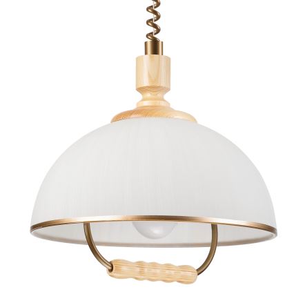 Lámpara colgante ajustable RAMONA 1xE27/60W/230V beige/marrón claro/pino