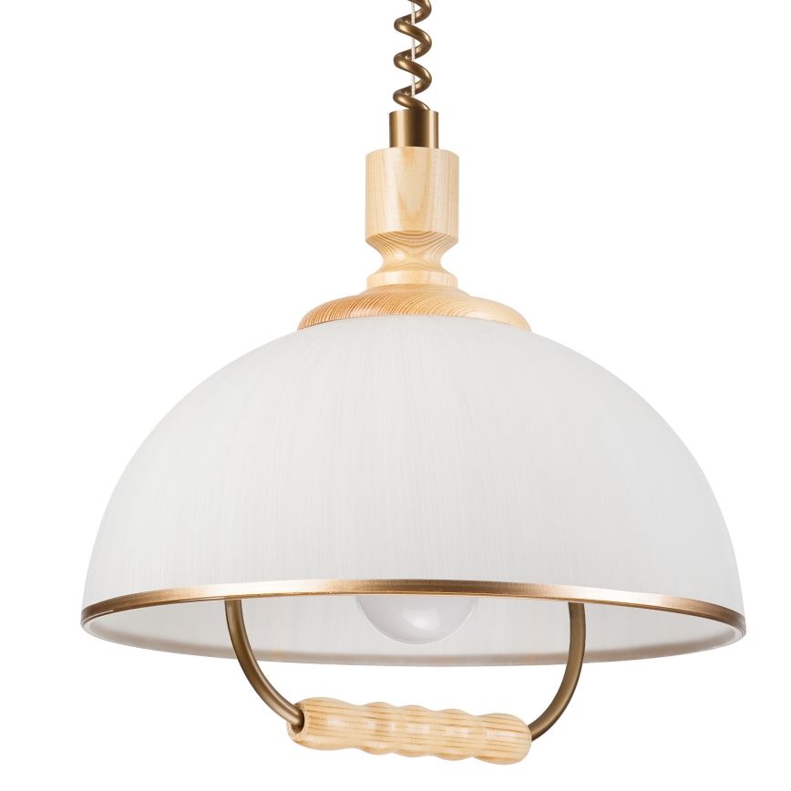 Lámpara colgante ajustable RAMONA 1xE27/60W/230V beige/marrón claro/pino