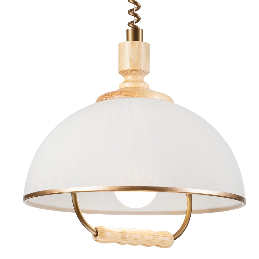 Lámpara colgante ajustable RAMONA 1xE27/60W/230V beige/marrón claro/pino