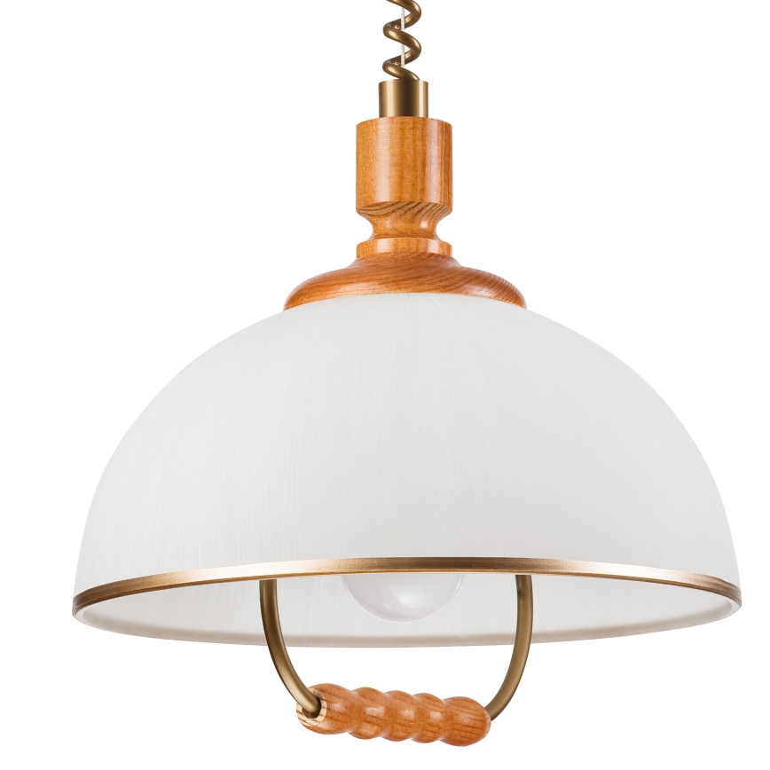 Lámpara colgante extensible RAMONA 1xE27/60W/230V beige/marrón/pino