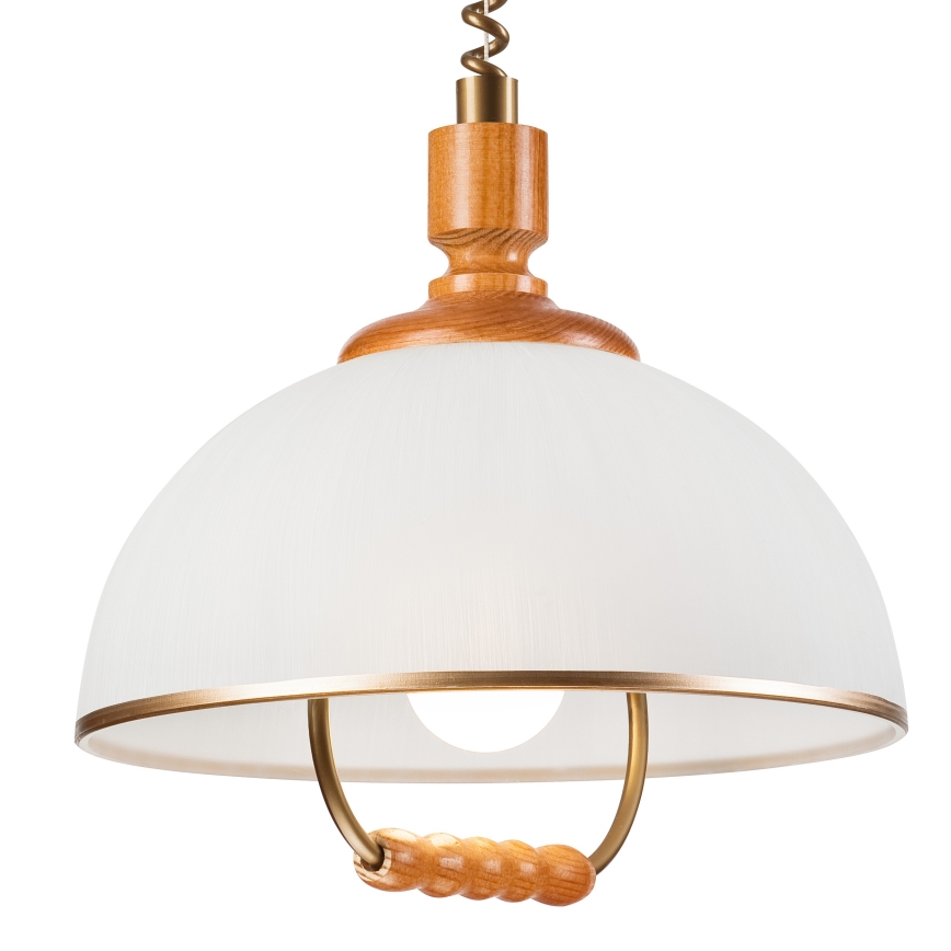 Lámpara colgante extensible RAMONA 1xE27/60W/230V beige/marrón/pino