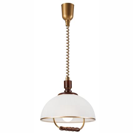 Lámpara colgante regulable RAMONA 1xE27/60W/230V beige/marrón oscuro/pino