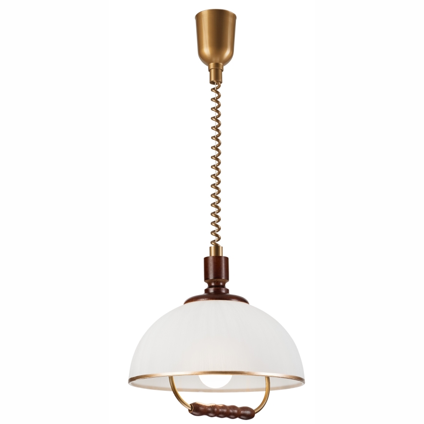 Lámpara colgante regulable RAMONA 1xE27/60W/230V beige/marrón oscuro/pino