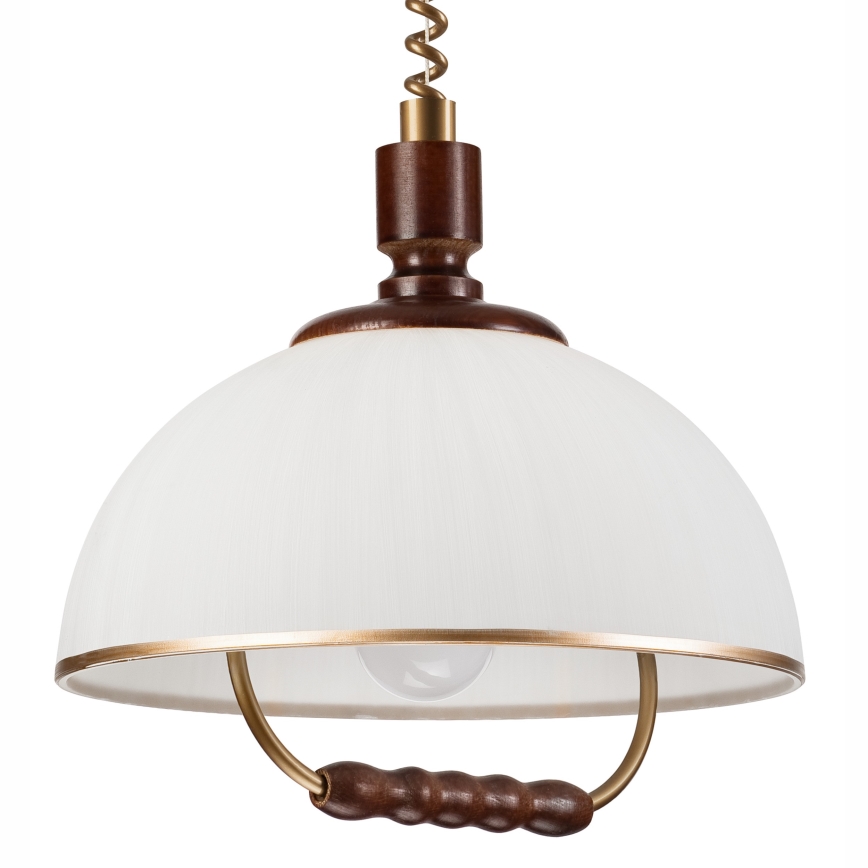 Lámpara colgante regulable RAMONA 1xE27/60W/230V beige/marrón oscuro/pino
