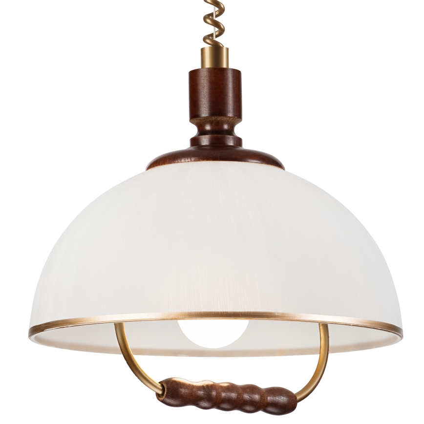 Lámpara colgante regulable RAMONA 1xE27/60W/230V beige/marrón oscuro/pino
