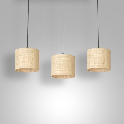 Lámpara colgante RATTAN 3xE27/60W/230V ratán