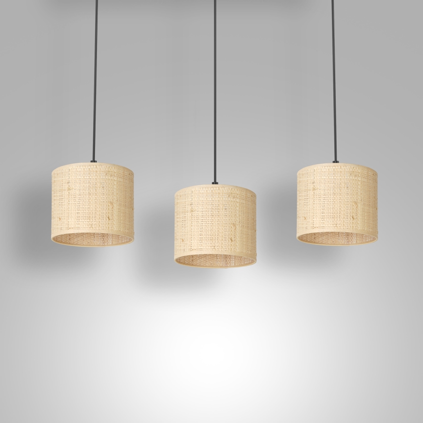 Lámpara colgante RATTAN 3xE27/60W/230V ratán