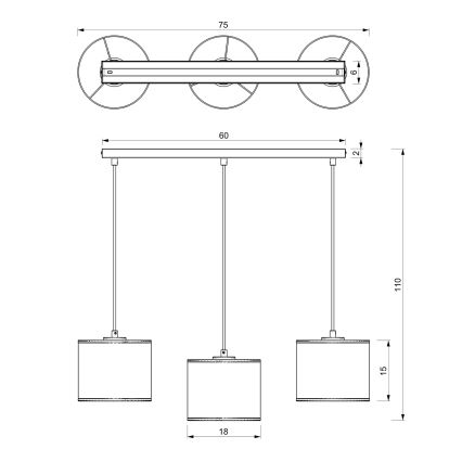 Lámpara colgante RATTAN 3xE27/60W/230V ratán